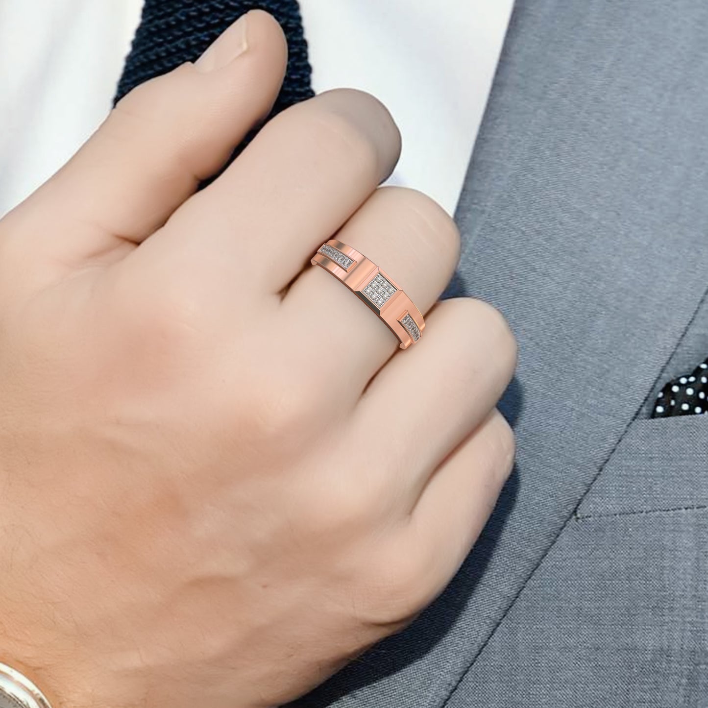 0.19 Cttw Natural Diamond Designer Cluster Men's Ring | 925 Sterling Silver