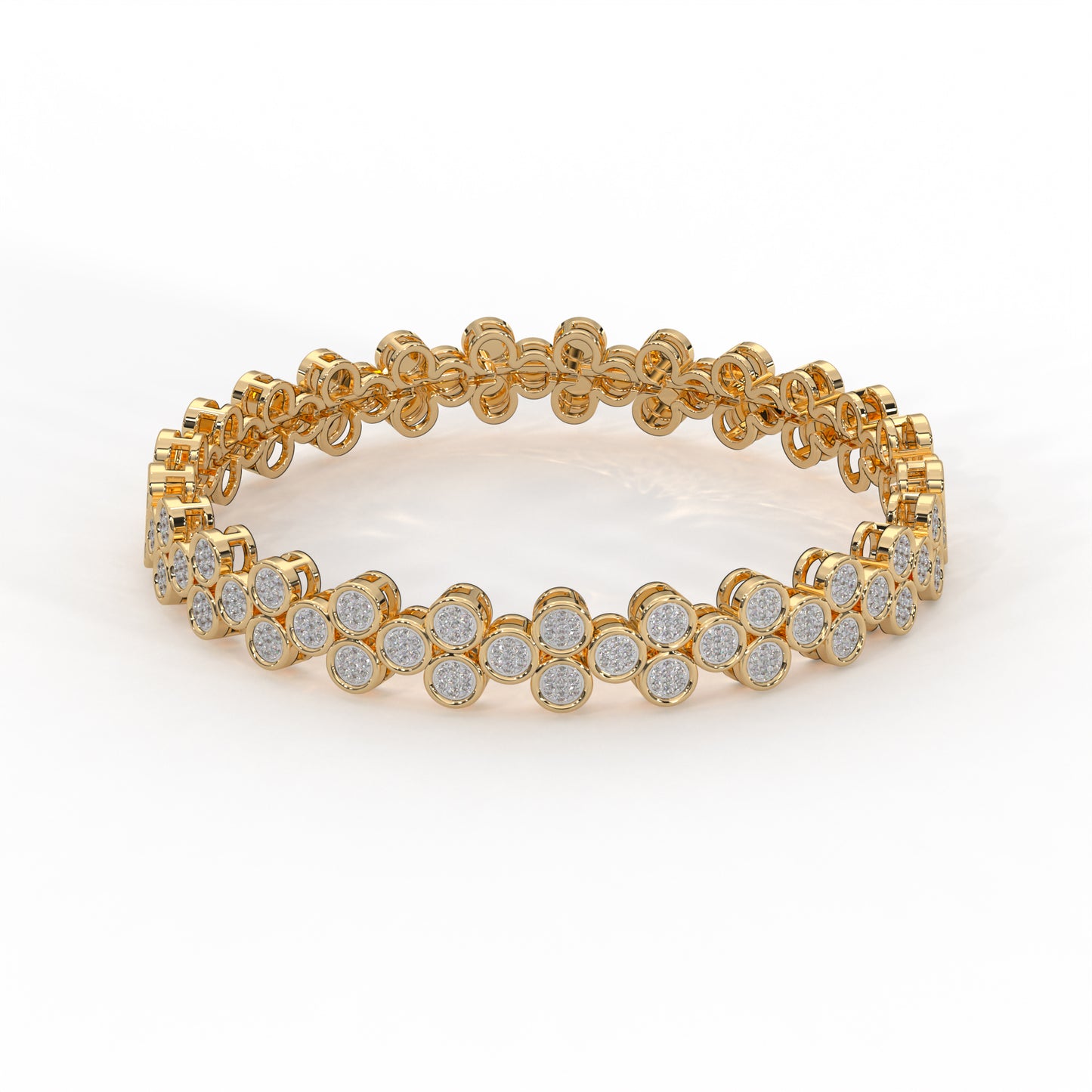 14K Gold-Plated Bracelet with 0.53 cttw Natural Diamond Pave Set for Women