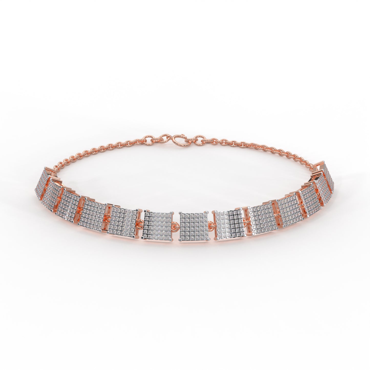 1.26 cttw Natural Diamond Micro Pave Cluster Bracelet for Women in 14K Gold Plated