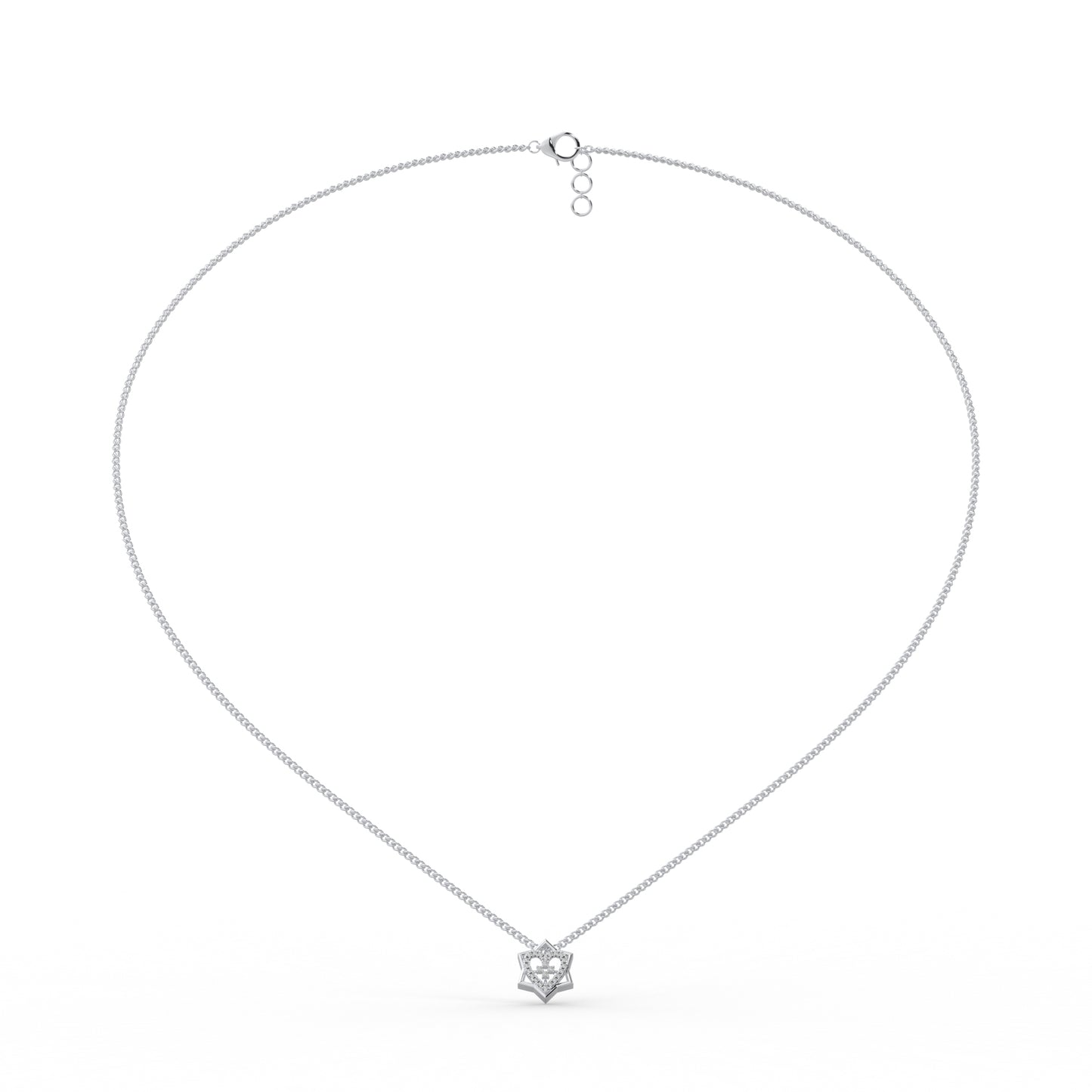 0.20 Cttw Natural Diamond Queen Star Heart Pendant Necklace in 925 Sterling Silver