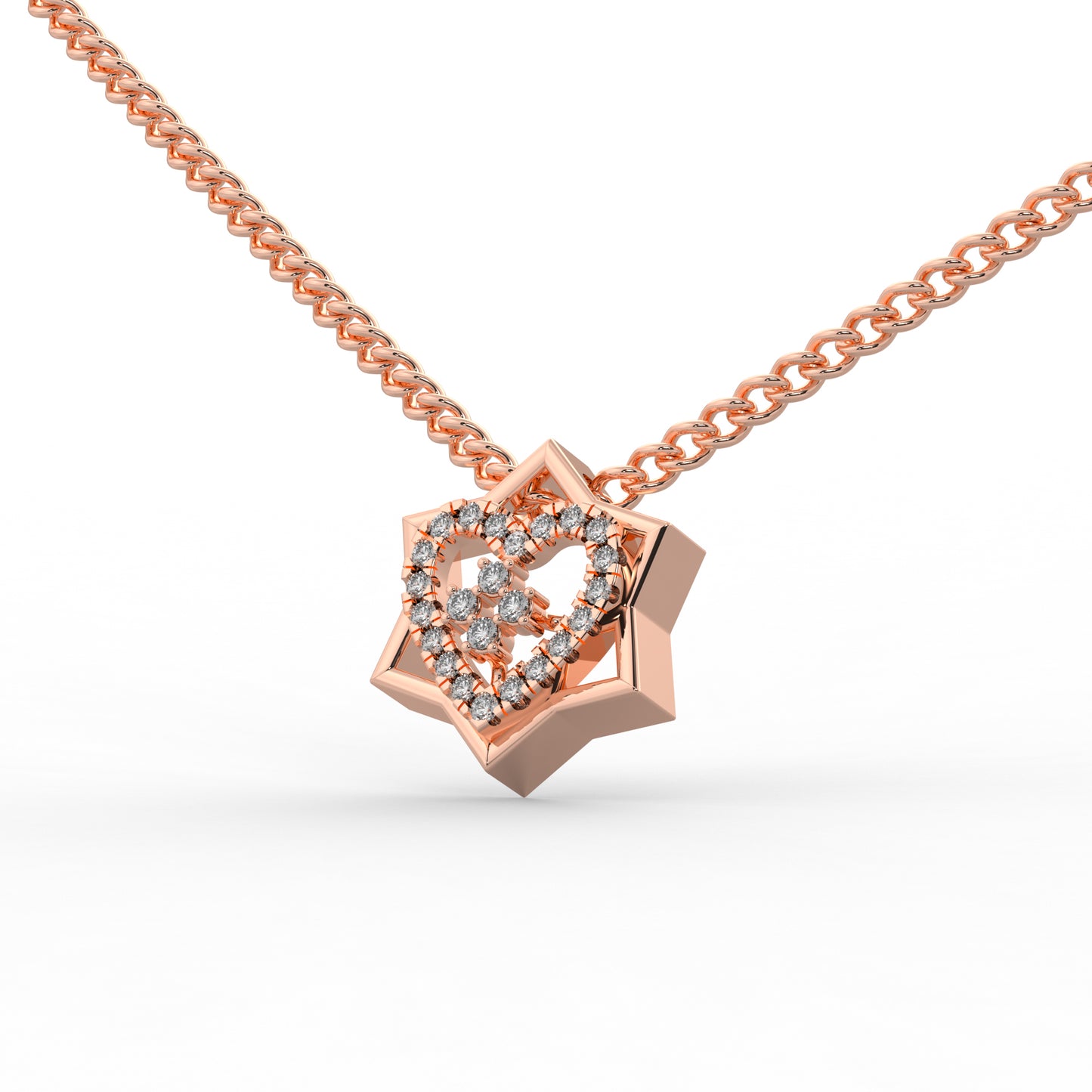 0.20 Cttw Natural Diamond Queen Star Heart Pendant Necklace in 925 Sterling Silver
