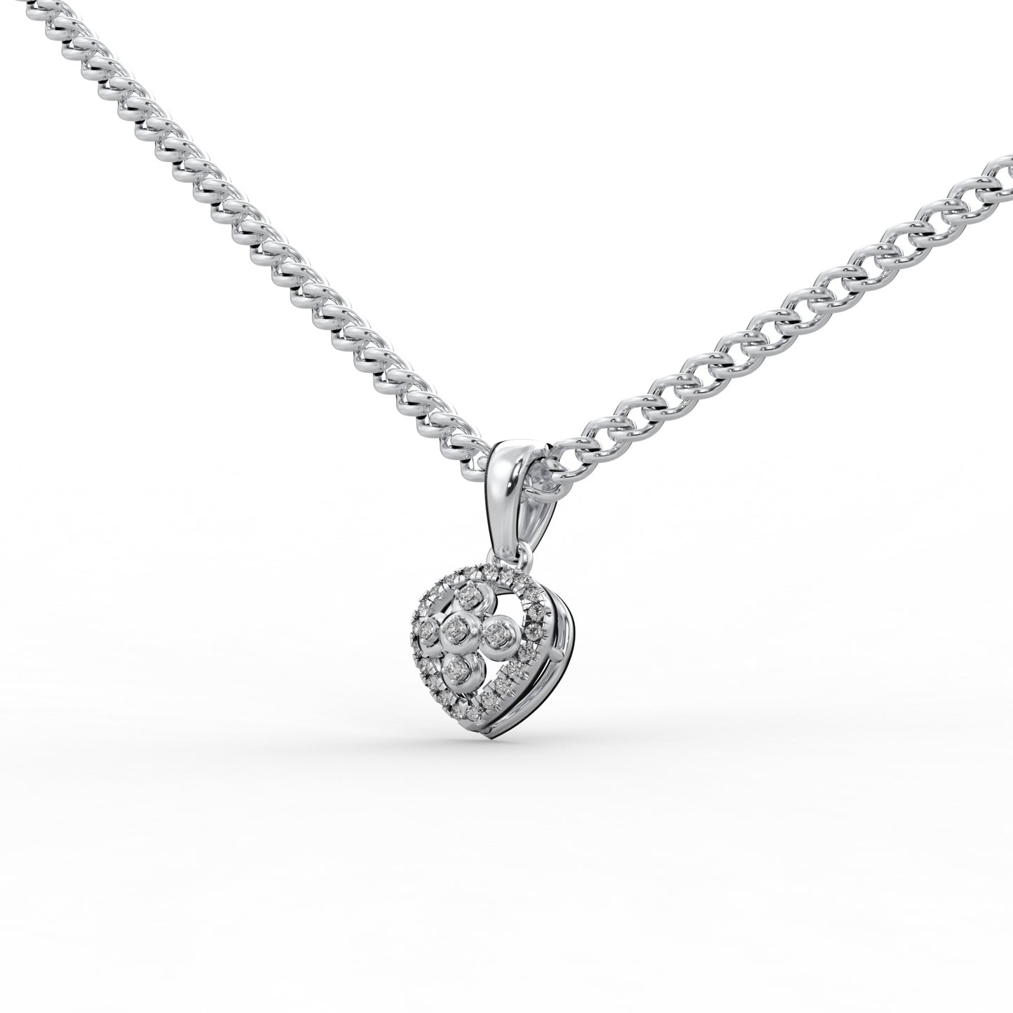 0.12 Cttw Natural Diamond Heart Shape Pendant Necklace in 925 Sterling Silver