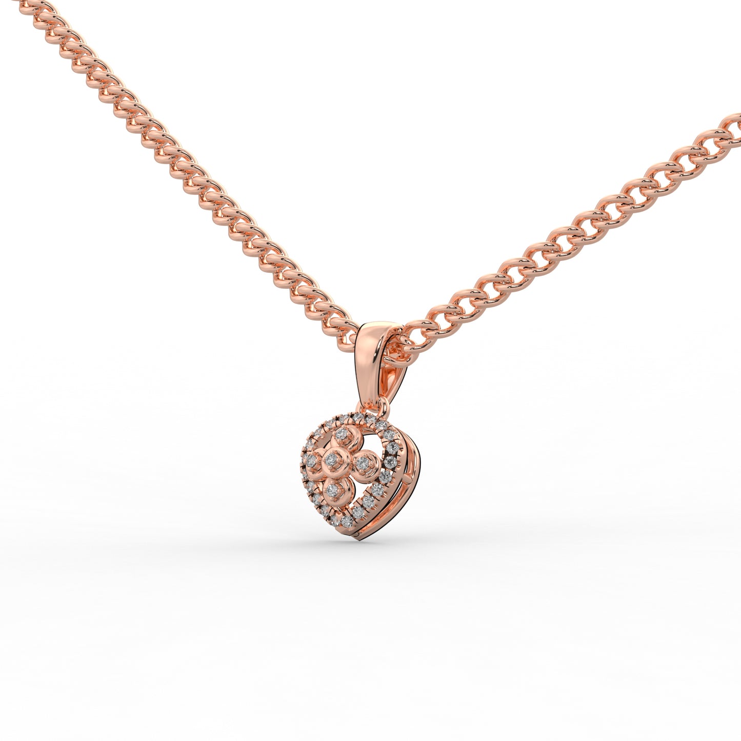0.12 Cttw Natural Diamond Heart Shape Pendant Necklace in 925 Sterling Silver