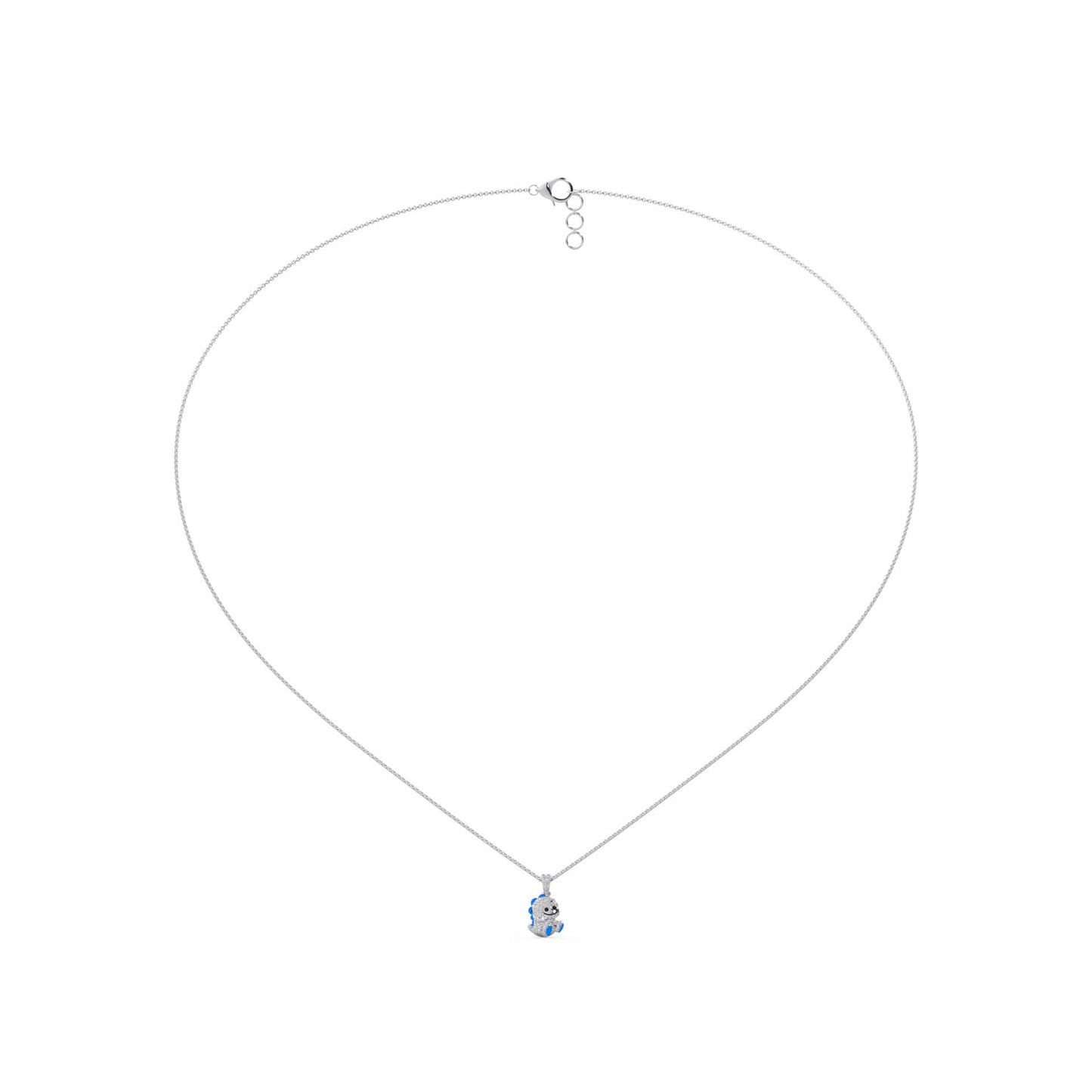 0.27 cttw Natural Diamond Baby Dinosaur Pendant Necklace in 925 Sterling Silver | Birthday Gifts for Toddlers, Kids and Children