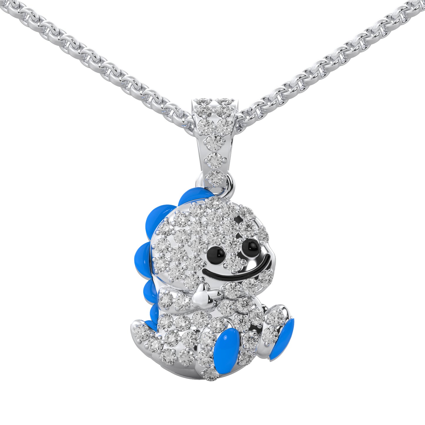 0.27 cttw Natural Diamond Baby Dinosaur Pendant Necklace in 925 Sterling Silver | Birthday Gifts for Toddlers, Kids and Children