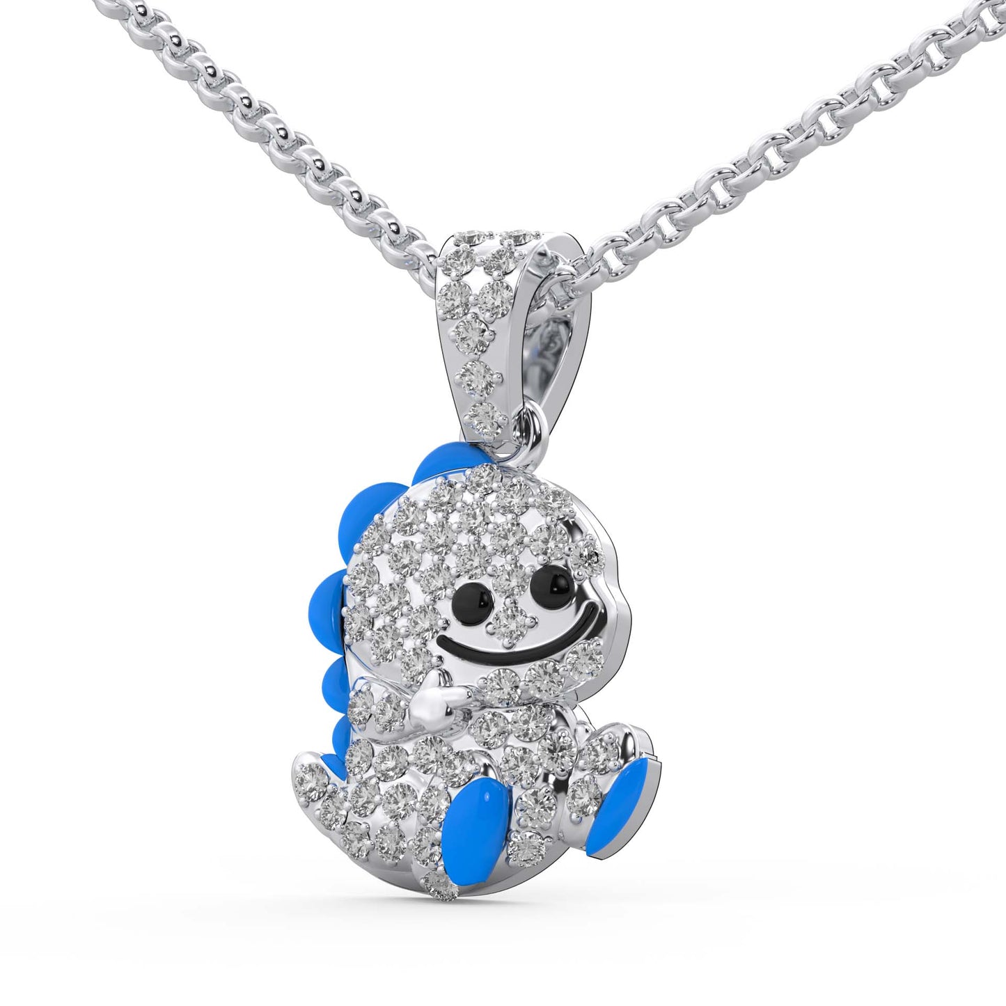 0.27 cttw Natural Diamond Baby Dinosaur Pendant Necklace in 925 Sterling Silver | Birthday Gifts for Toddlers, Kids and Children