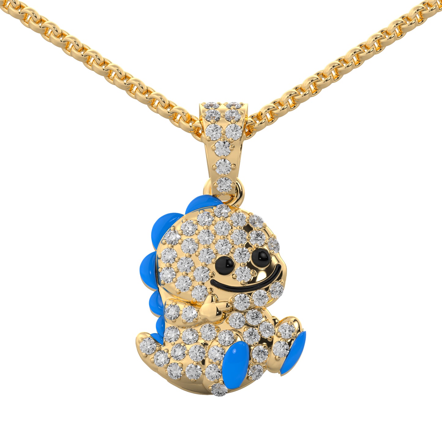 0.27 cttw Natural Diamond Baby Dinosaur Pendant Necklace in 925 Sterling Silver | Birthday Gifts for Toddlers, Kids and Children