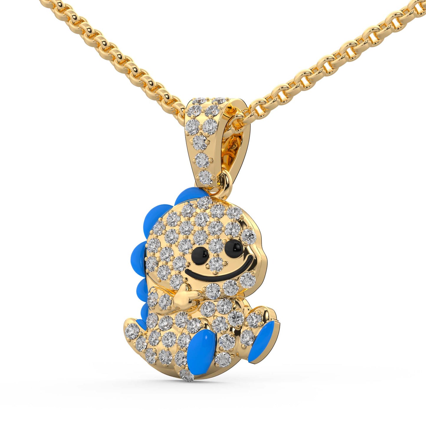 0.27 cttw Natural Diamond Baby Dinosaur Pendant Necklace in 925 Sterling Silver | Birthday Gifts for Toddlers, Kids and Children