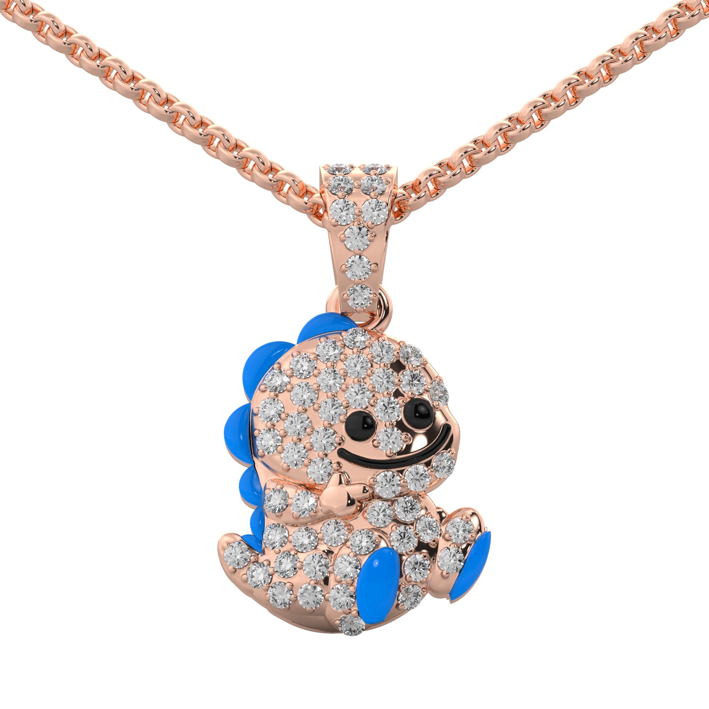 0.27 cttw Natural Diamond Baby Dinosaur Pendant Necklace in 925 Sterling Silver | Birthday Gifts for Toddlers, Kids and Children