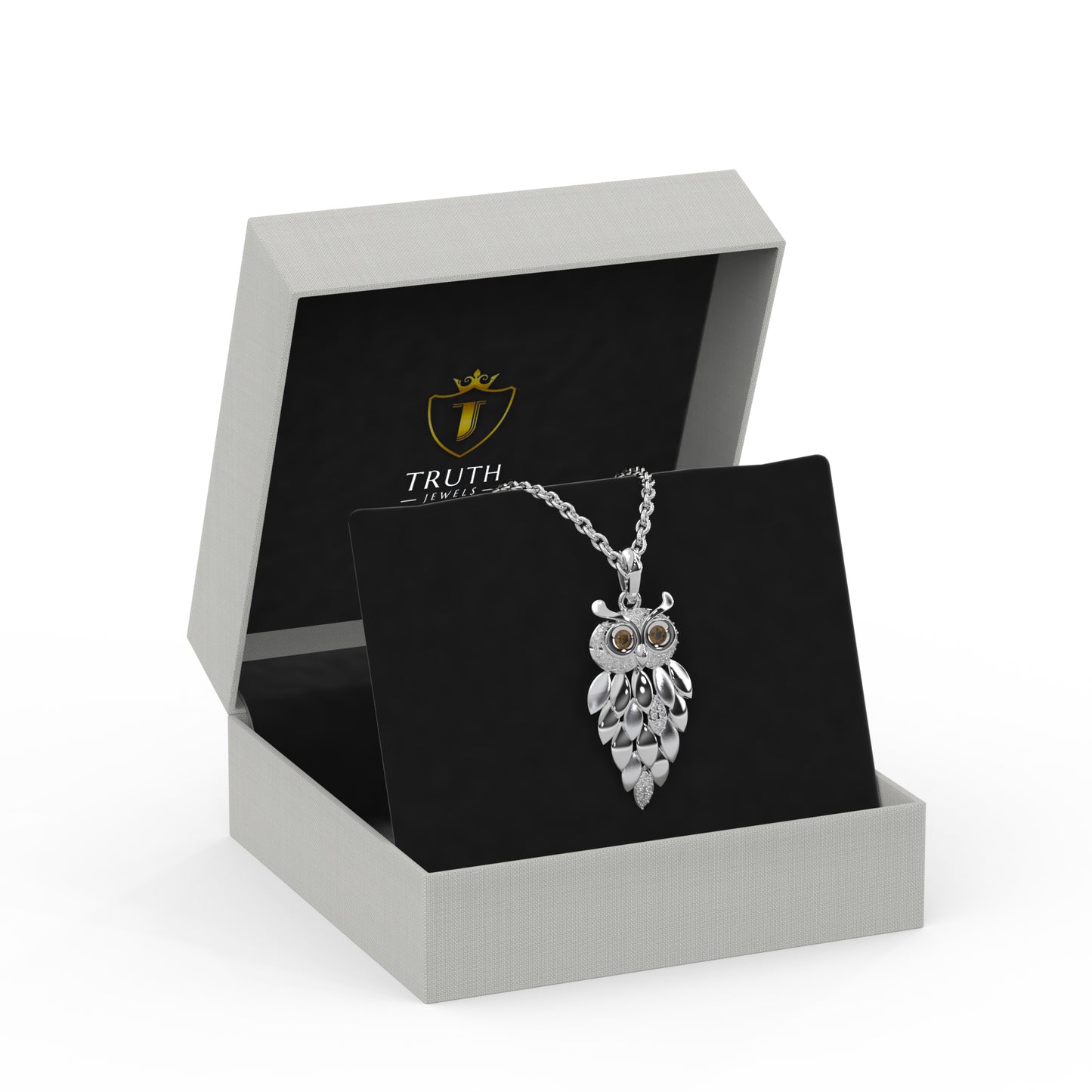 0.17 Cttw Natural Diamond Vintage Owl Pendant Necklace for Women | 925 Sterling Silver