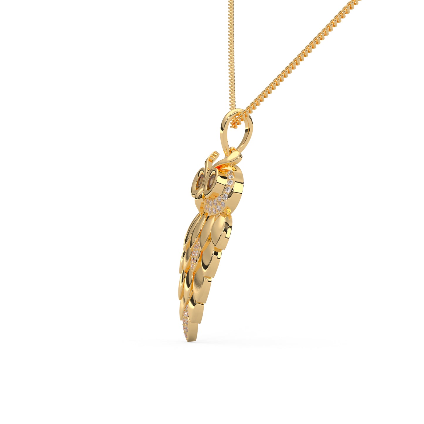 0.17 Cttw Natural Diamond Vintage Owl Pendant Necklace for Women | 925 Sterling Silver