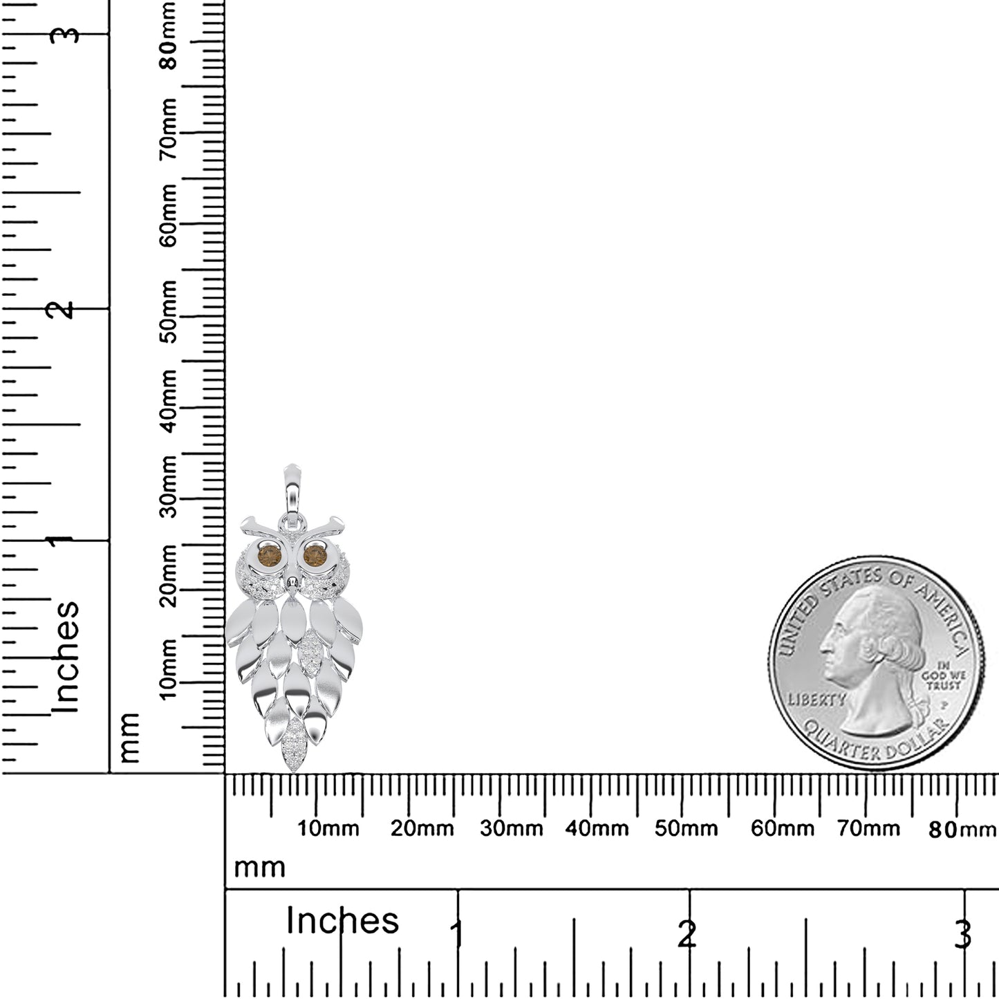 0.17 Cttw Natural Diamond Vintage Owl Pendant Necklace for Women | 925 Sterling Silver