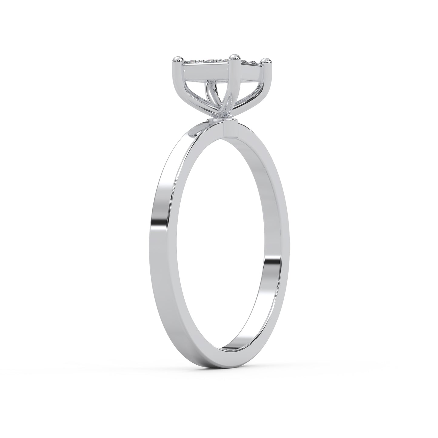 0.11 Cttw Natural Diamond Square Cluster Engagement Ring for Women | 925 Sterling Silver