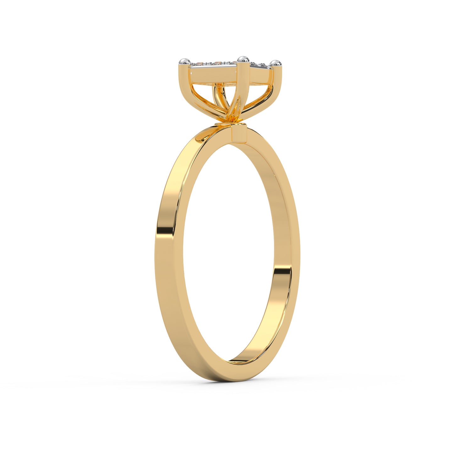 0.11 Cttw Natural Diamond Square Cluster Engagement Ring for Women | 925 Sterling Silver