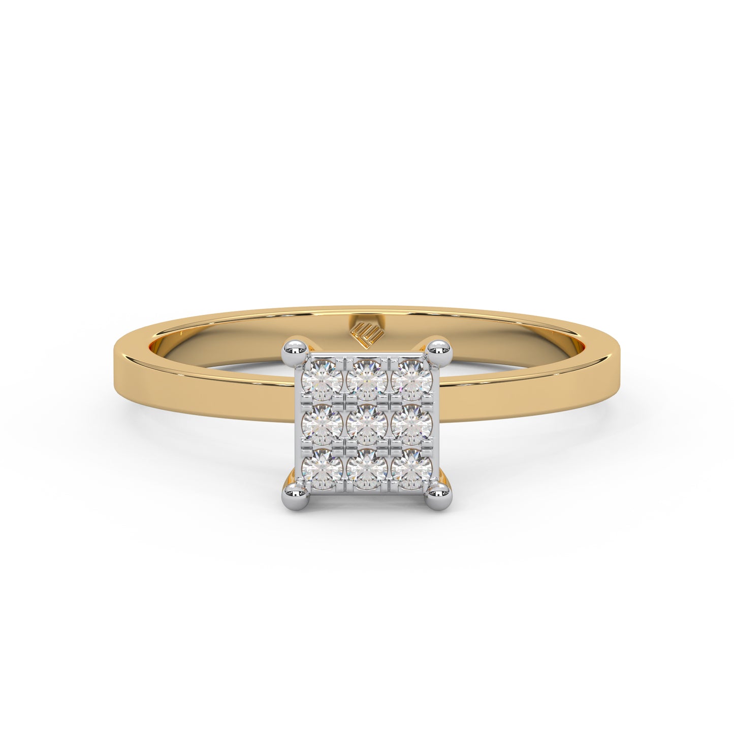 0.11 Cttw Natural Diamond Square Cluster Engagement Ring for Women | 925 Sterling Silver
