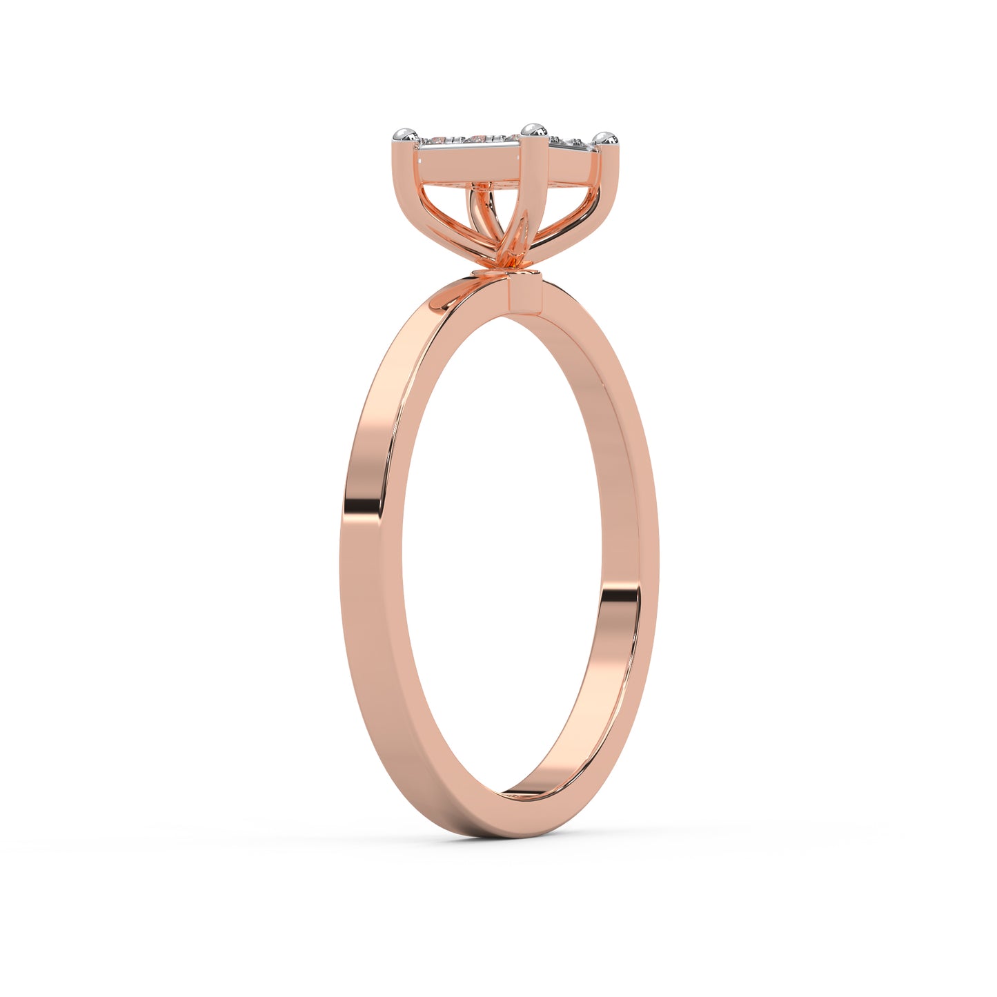 0.11 Cttw Natural Diamond Square Cluster Engagement Ring for Women | 925 Sterling Silver