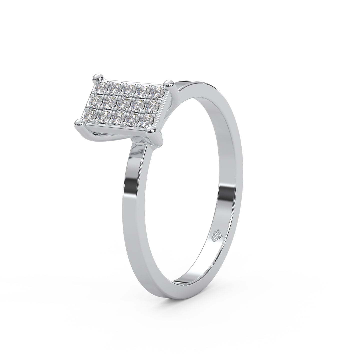 0.12 Cttw Natural Diamond Square Shaped Cluster Engagement Ring for Women | 925 Sterling Silver