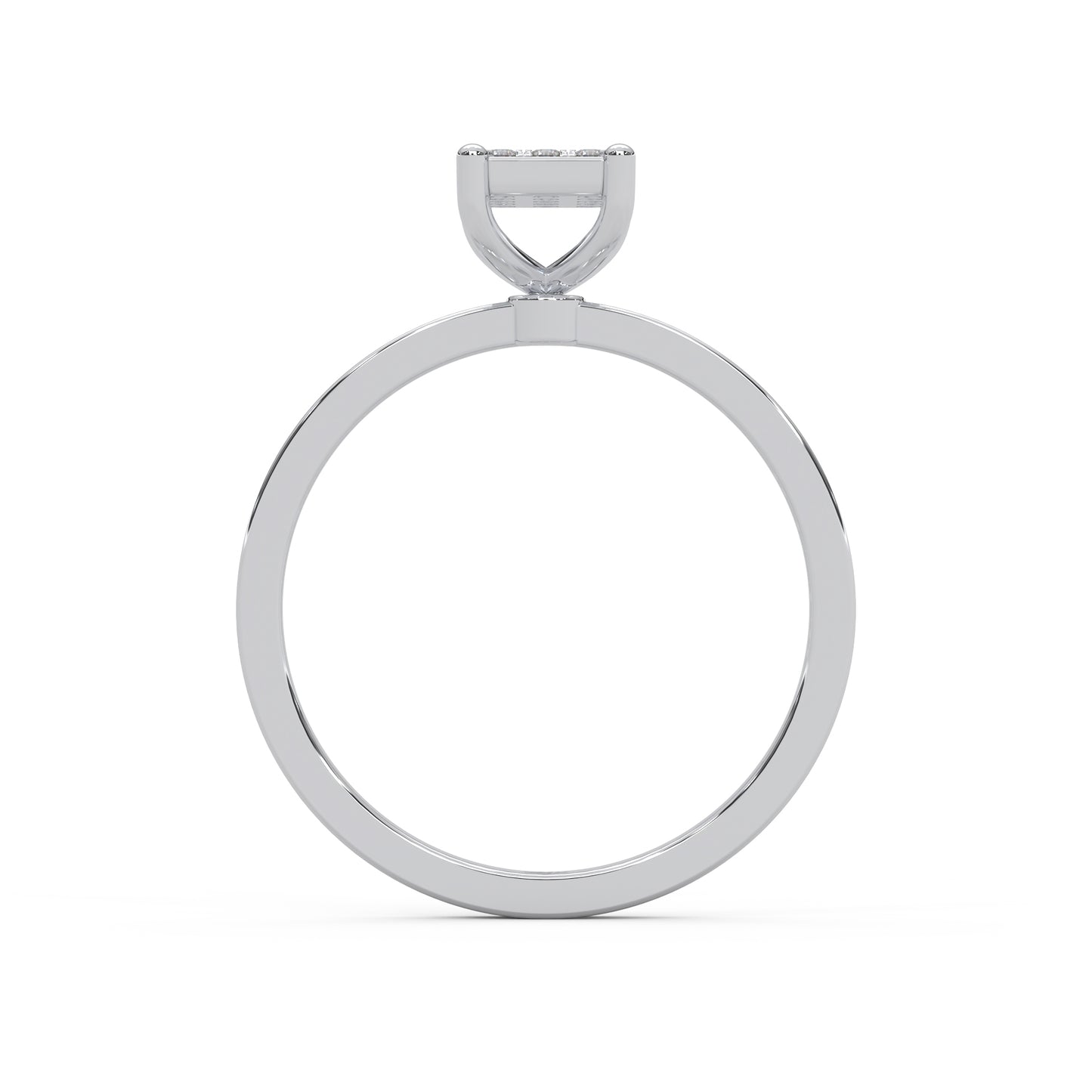 0.12 Cttw Natural Diamond Square Shaped Cluster Engagement Ring for Women | 925 Sterling Silver