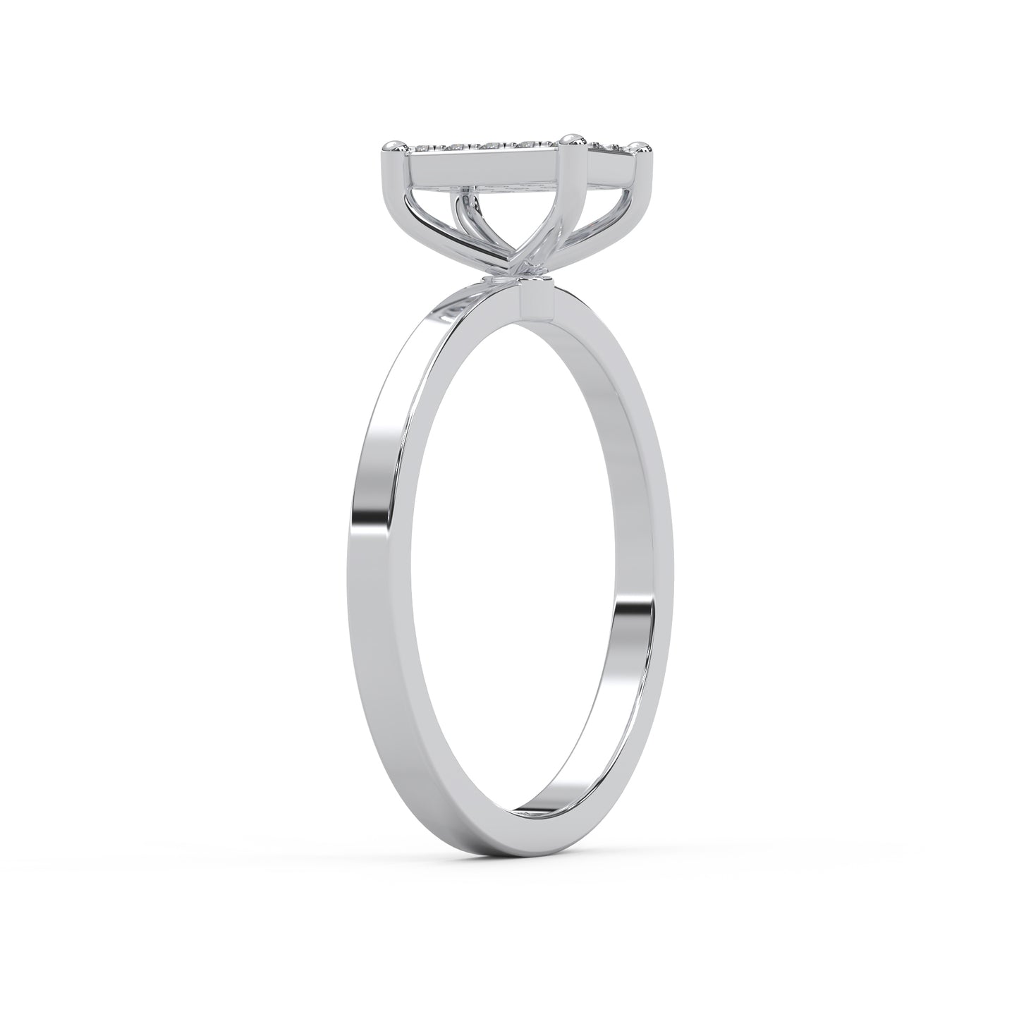 0.12 Cttw Natural Diamond Square Shaped Cluster Engagement Ring for Women | 925 Sterling Silver
