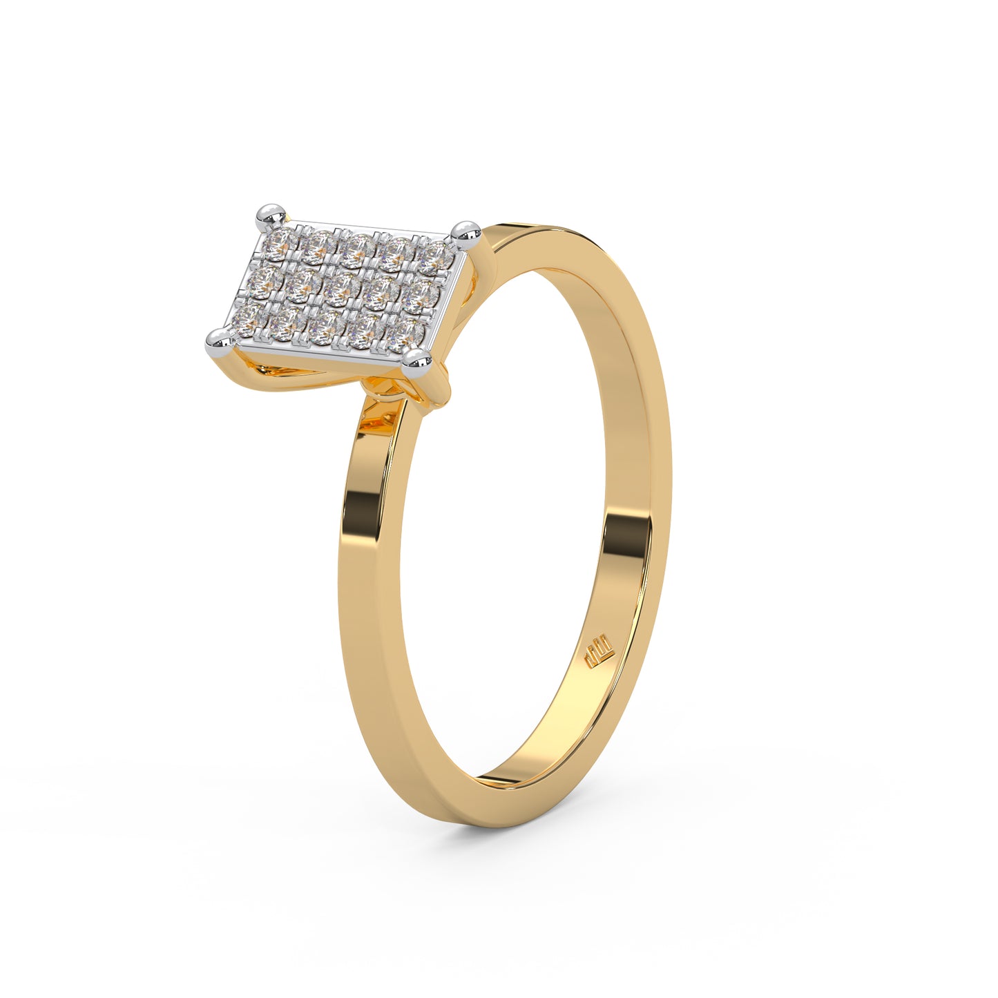 0.12 Cttw Natural Diamond Square Shaped Cluster Engagement Ring for Women | 925 Sterling Silver