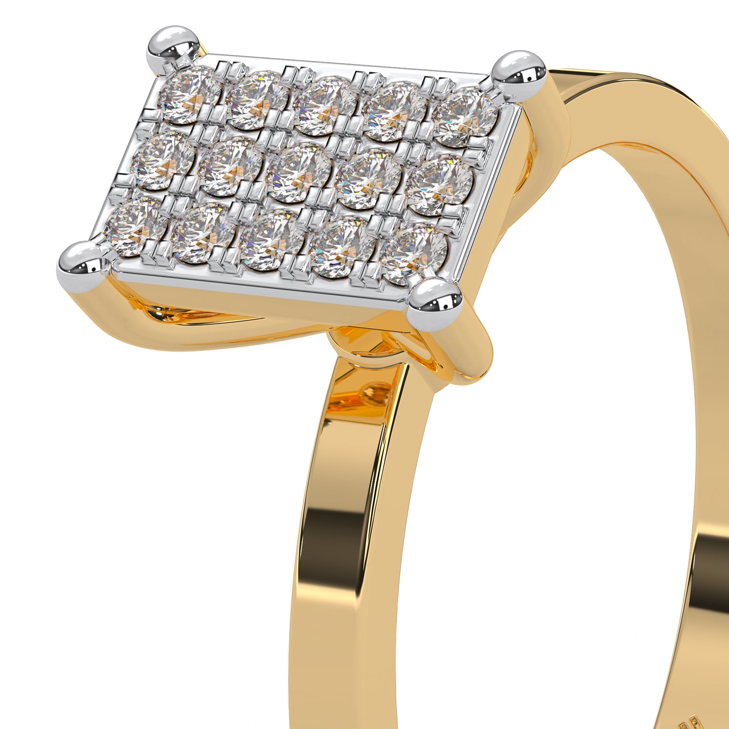 0.12 Cttw Natural Diamond Square Shaped Cluster Engagement Ring for Women | 925 Sterling Silver