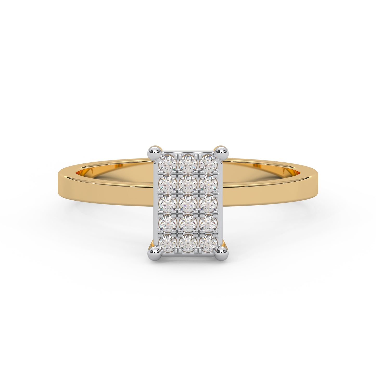 0.12 Cttw Natural Diamond Square Shaped Cluster Engagement Ring for Women | 925 Sterling Silver