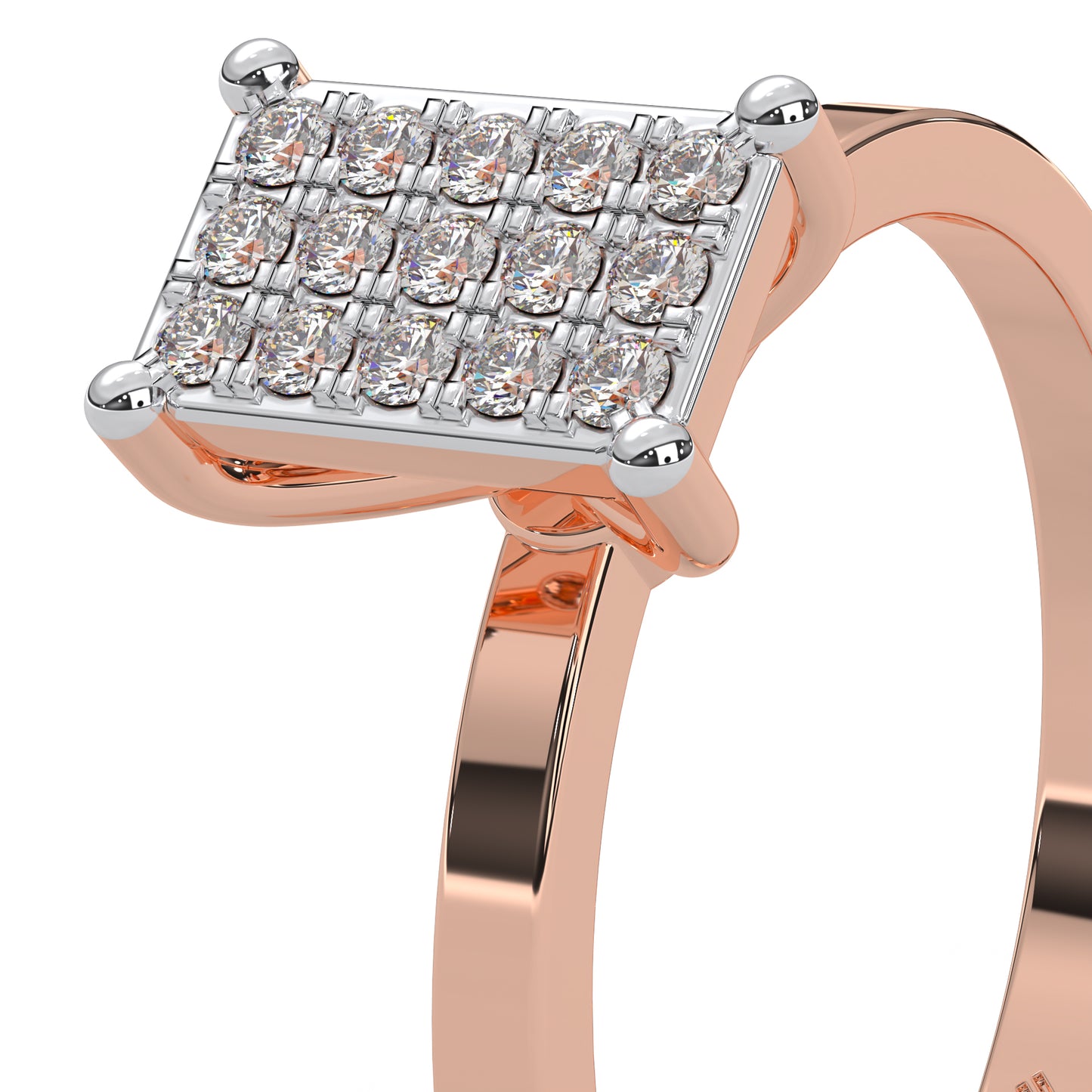 0.12 Cttw Natural Diamond Square Shaped Cluster Engagement Ring for Women | 925 Sterling Silver