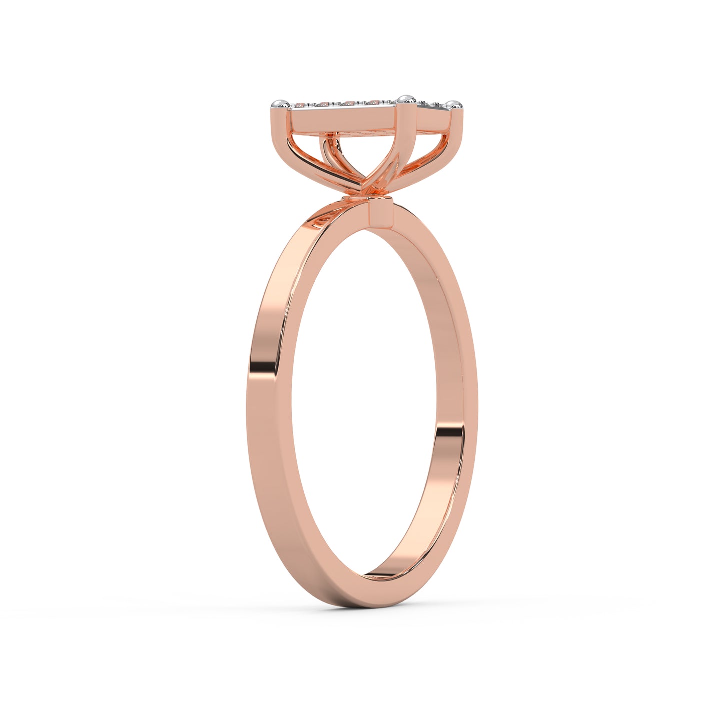 0.12 Cttw Natural Diamond Square Shaped Cluster Engagement Ring for Women | 925 Sterling Silver
