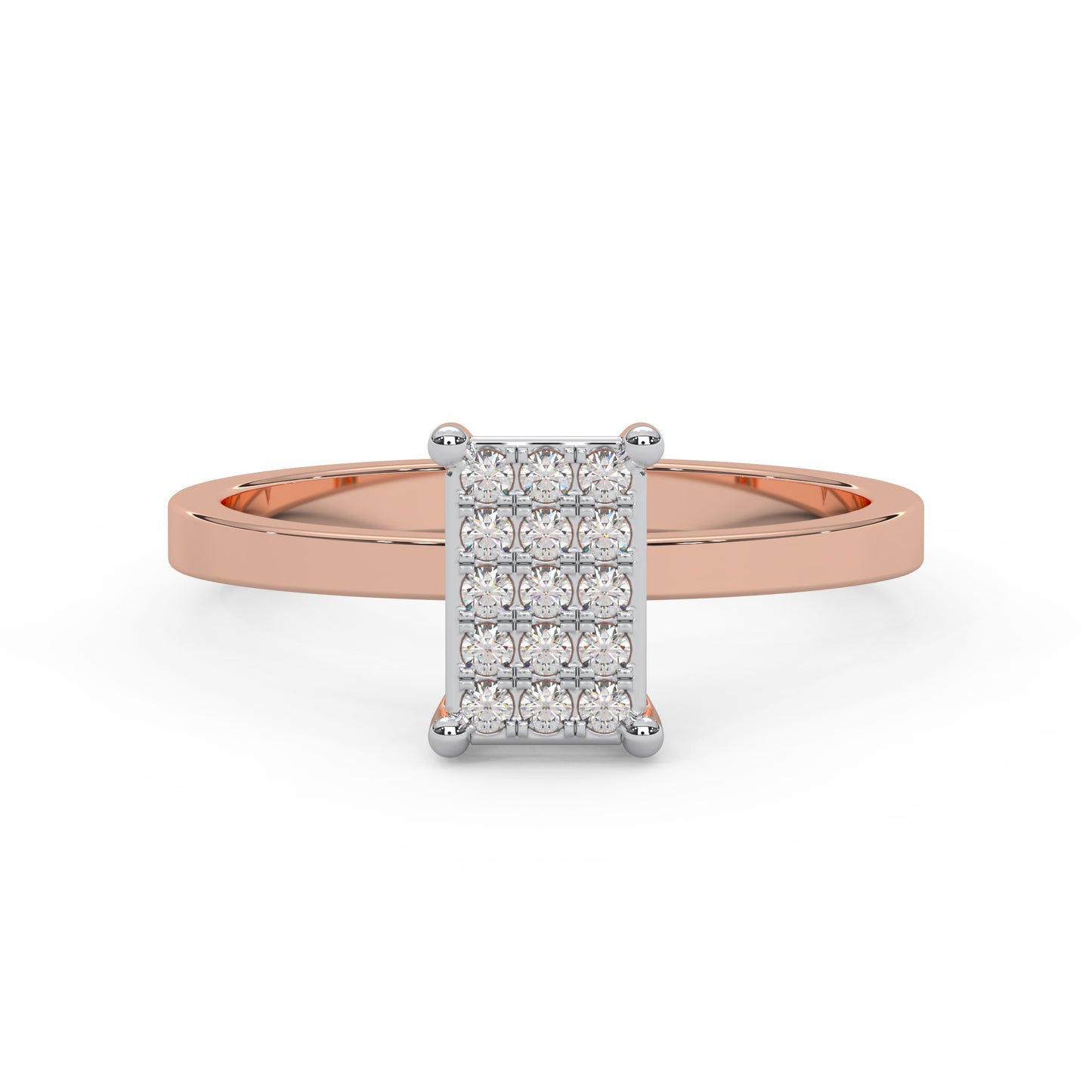 0.12 Cttw Natural Diamond Square Shaped Cluster Engagement Ring for Women | 925 Sterling Silver