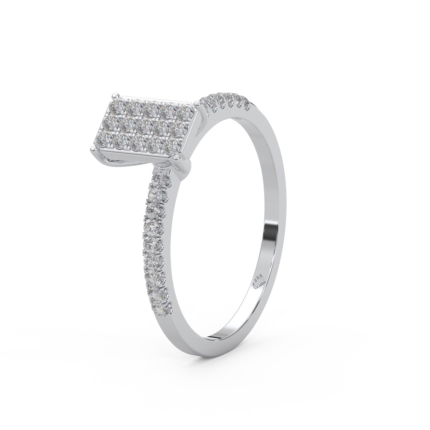 0.23 Cttw Natural Diamond Square Cluster Engagement Ring for Women | 925 Sterling Silver