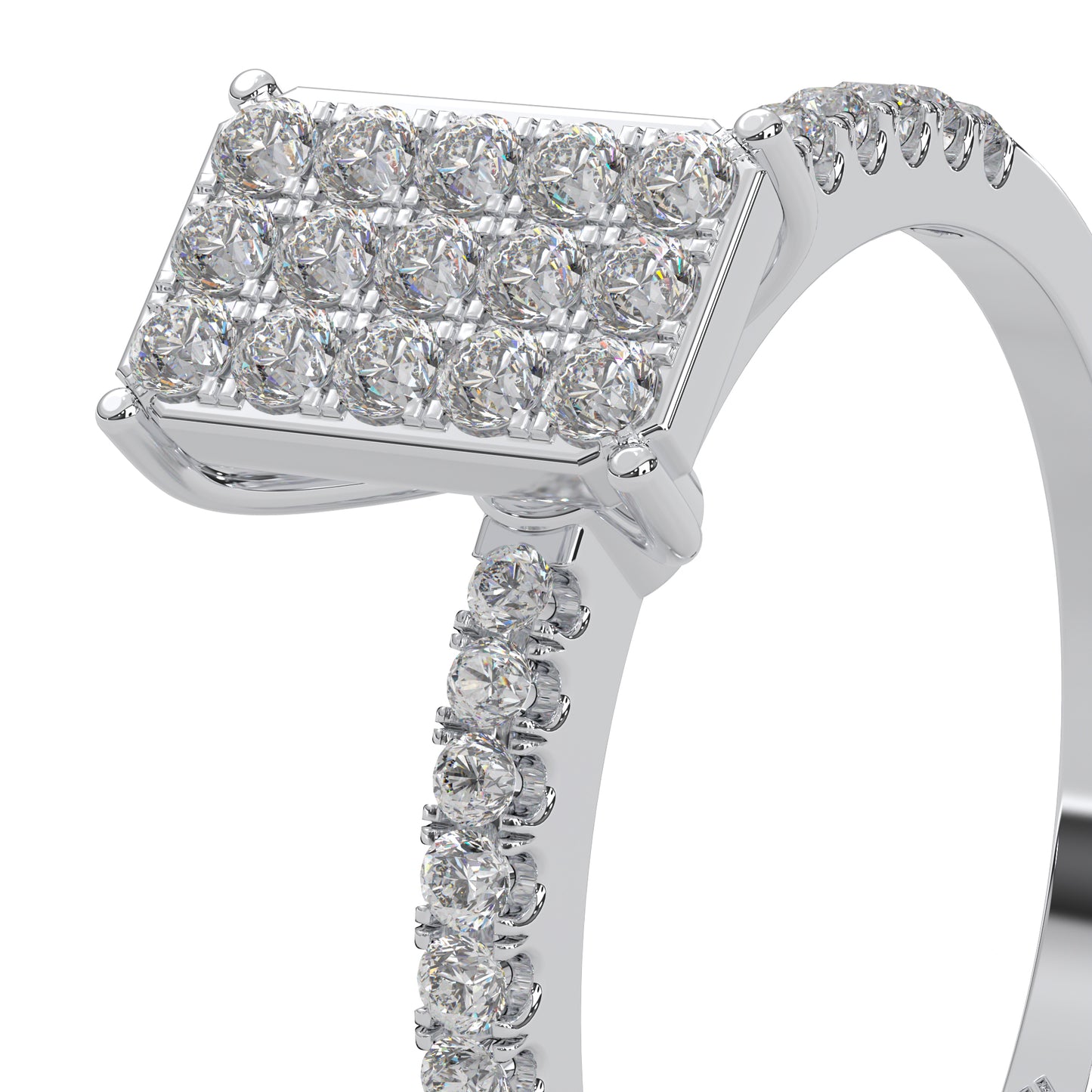 0.23 Cttw Natural Diamond Square Cluster Engagement Ring for Women | 925 Sterling Silver
