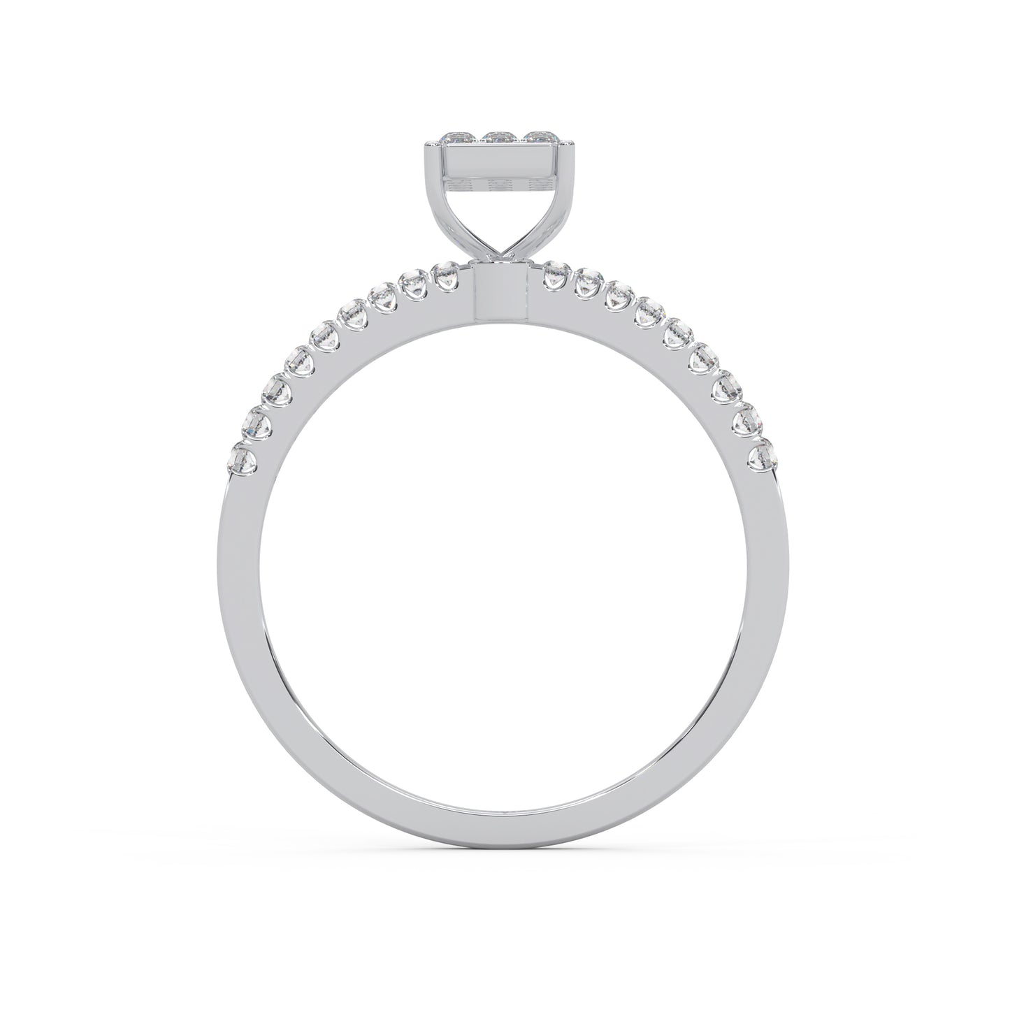 0.23 Cttw Natural Diamond Square Cluster Engagement Ring for Women | 925 Sterling Silver