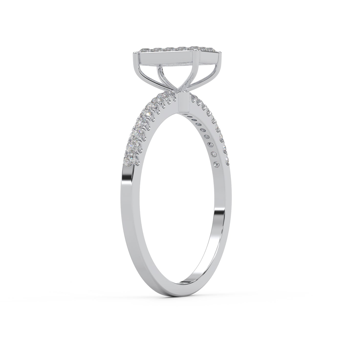0.23 Cttw Natural Diamond Square Cluster Engagement Ring for Women | 925 Sterling Silver