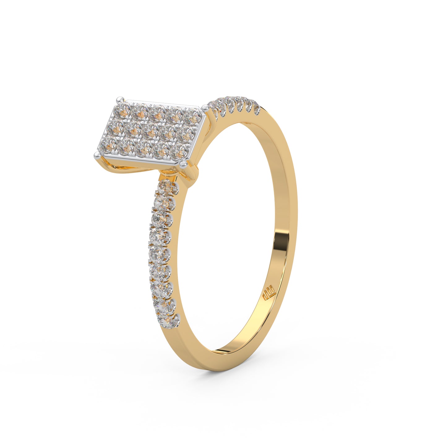 0.23 Cttw Natural Diamond Square Cluster Engagement Ring for Women | 925 Sterling Silver