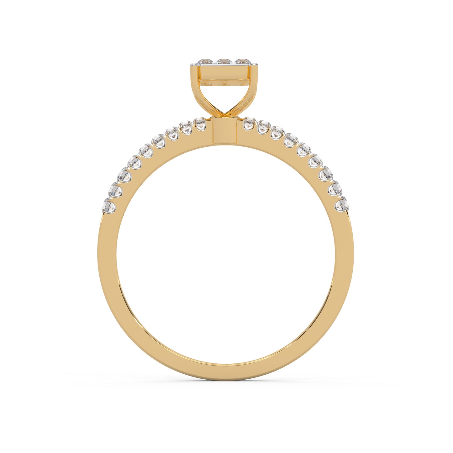 0.23 Cttw Natural Diamond Square Cluster Engagement Ring for Women | 925 Sterling Silver
