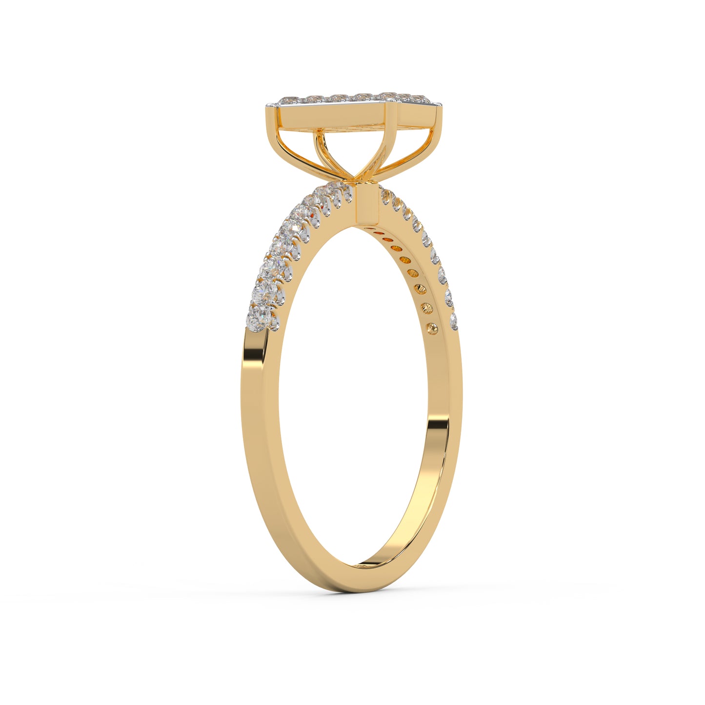 0.23 Cttw Natural Diamond Square Cluster Engagement Ring for Women | 925 Sterling Silver
