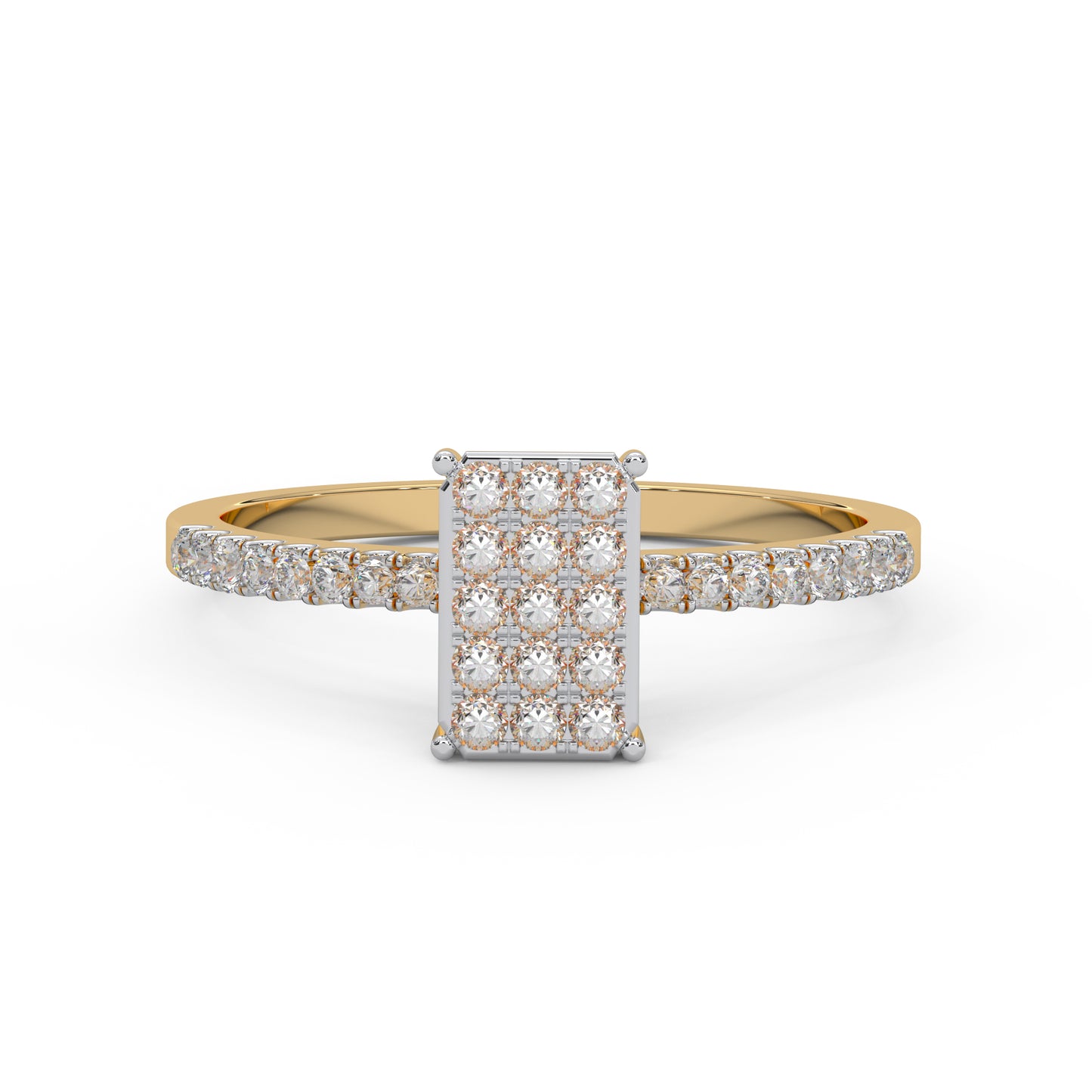 0.23 Cttw Natural Diamond Square Cluster Engagement Ring for Women | 925 Sterling Silver