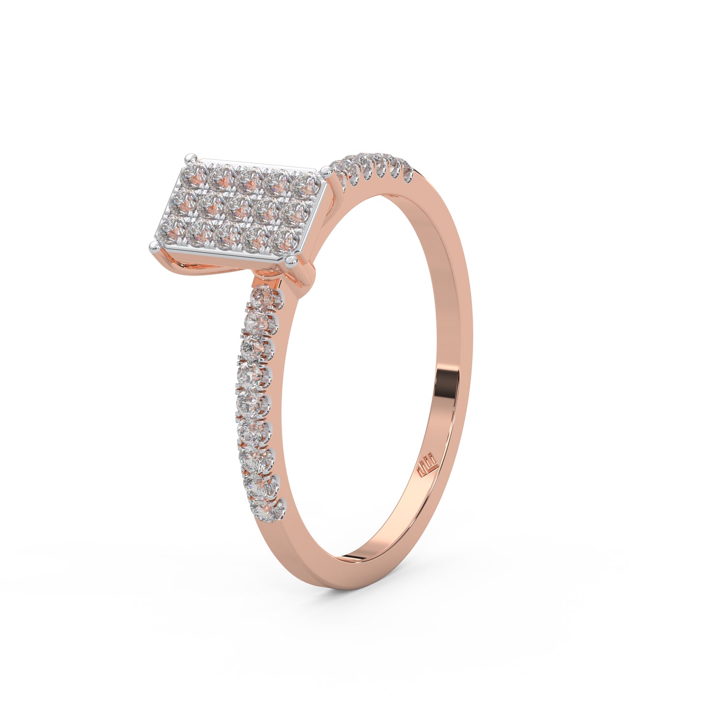 0.23 Cttw Natural Diamond Square Cluster Engagement Ring for Women | 925 Sterling Silver