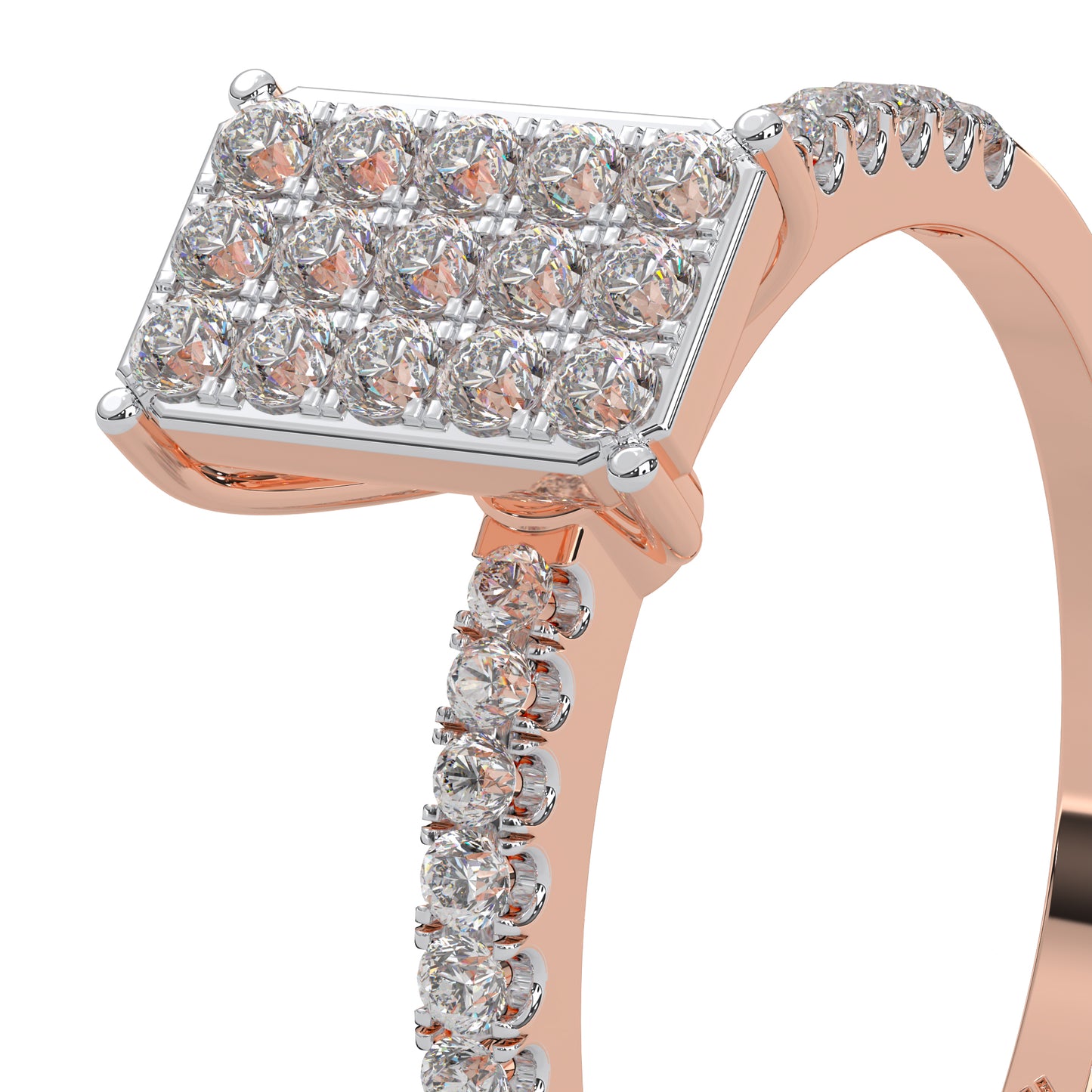 0.23 Cttw Natural Diamond Square Cluster Engagement Ring for Women | 925 Sterling Silver
