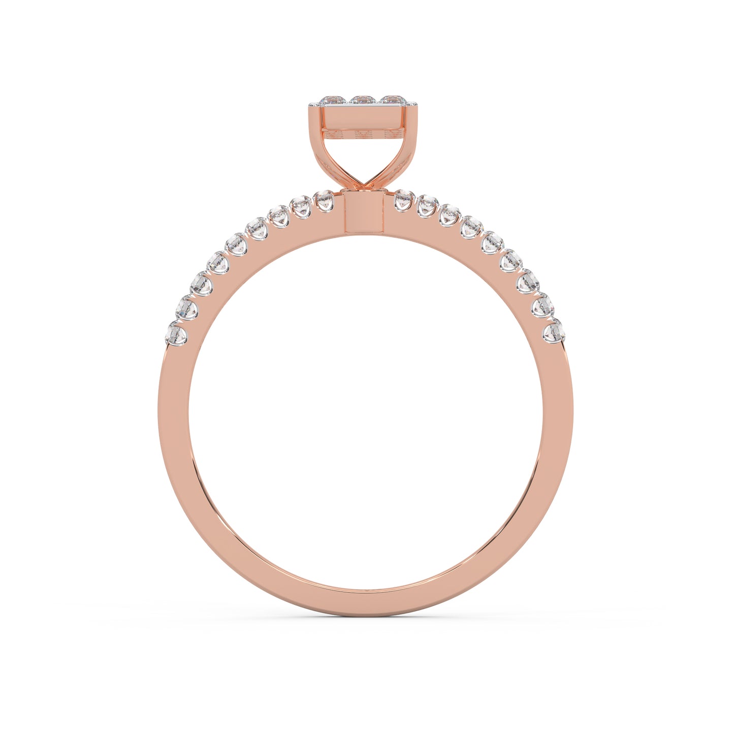 0.23 Cttw Natural Diamond Square Cluster Engagement Ring for Women | 925 Sterling Silver