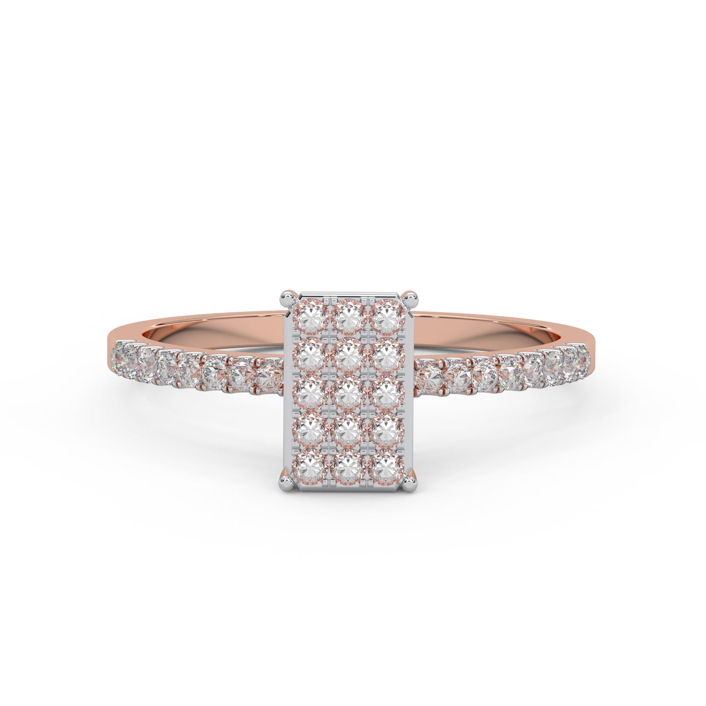 0.23 Cttw Natural Diamond Square Cluster Engagement Ring for Women | 925 Sterling Silver