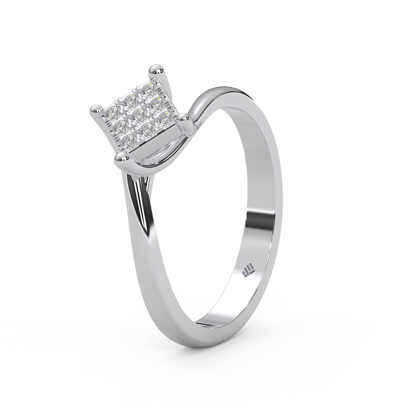 0.11 Cttw Natural Diamond Cluster Engagement Ring for Women | 925 Sterling Silver
