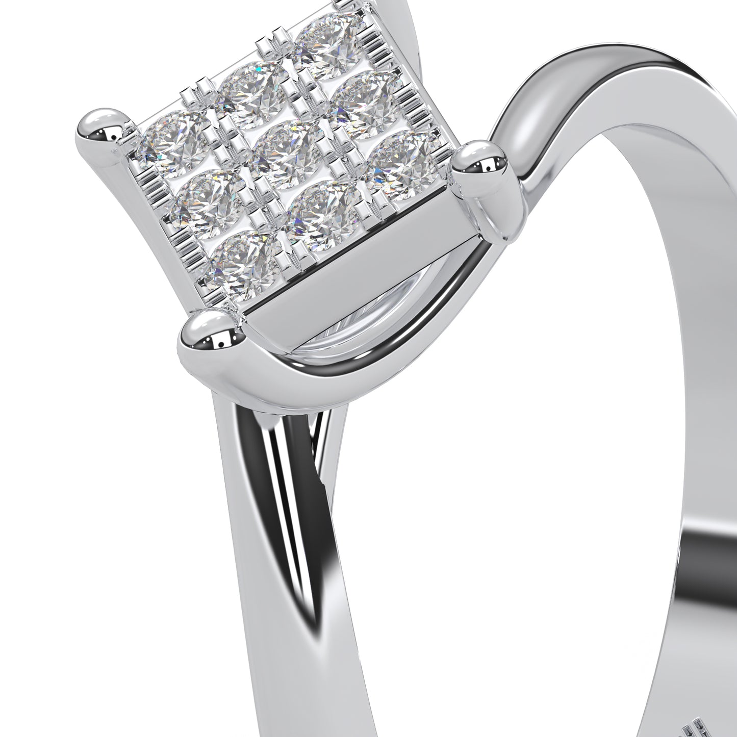 0.11 Cttw Natural Diamond Cluster Engagement Ring for Women | 925 Sterling Silver