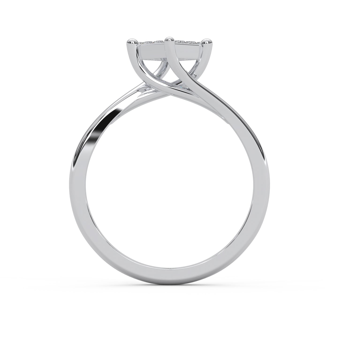 0.11 Cttw Natural Diamond Cluster Engagement Ring for Women | 925 Sterling Silver
