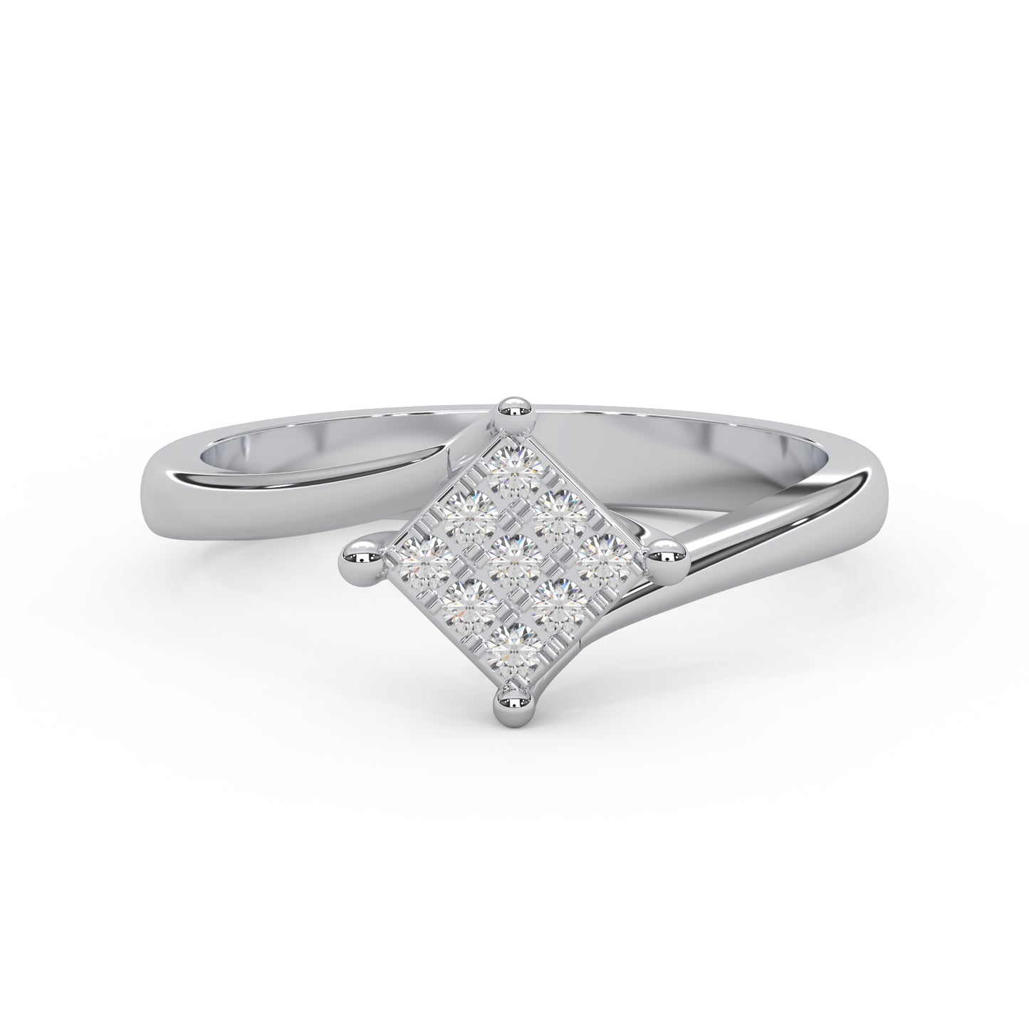 0.11 Cttw Natural Diamond Cluster Engagement Ring for Women | 925 Sterling Silver