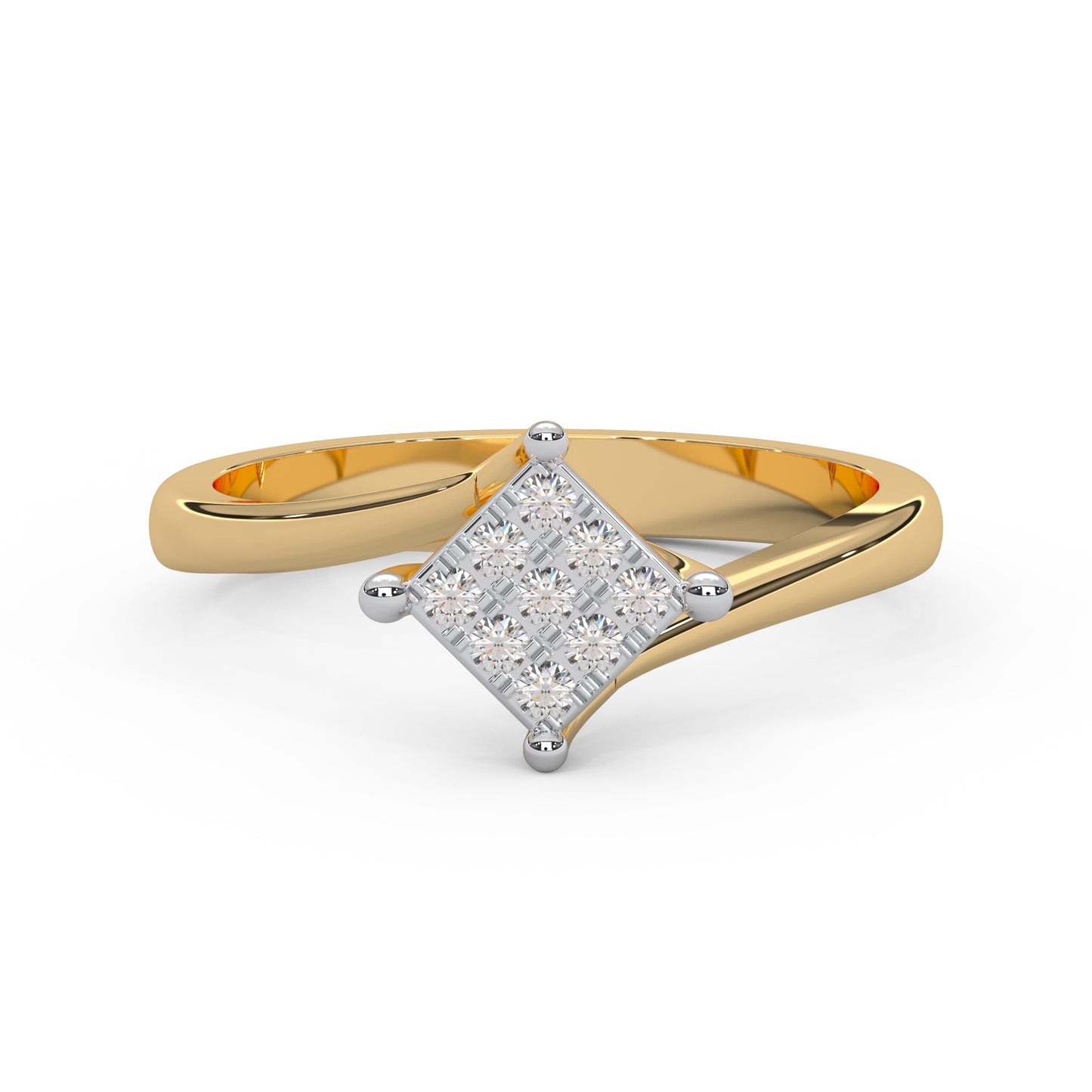 0.11 Cttw Natural Diamond Cluster Engagement Ring for Women | 925 Sterling Silver