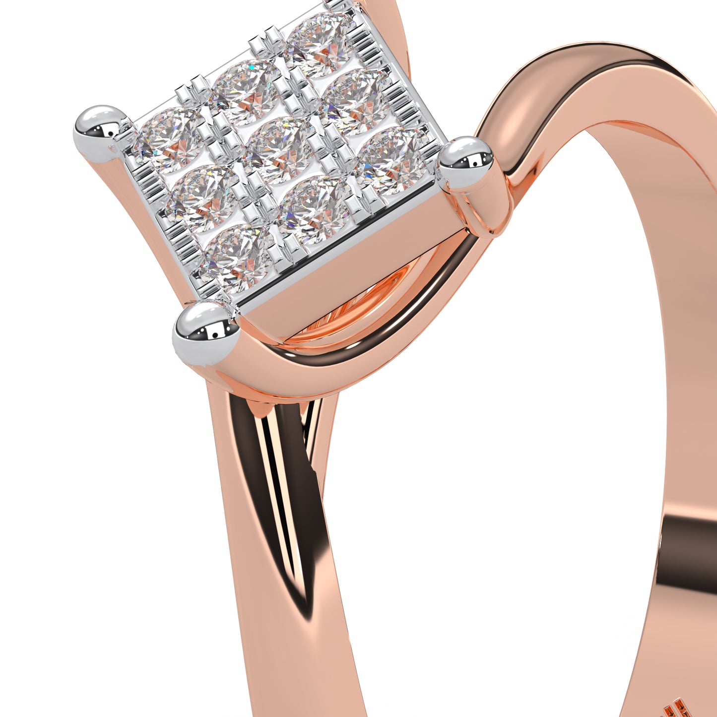 0.11 Cttw Natural Diamond Cluster Engagement Ring for Women | 925 Sterling Silver