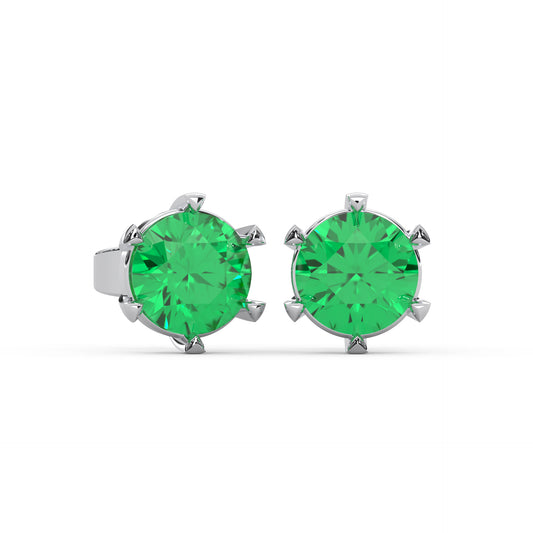 0.28 Cttw Natural Green Emerald Stud Earrings for Women | 925 Sterling Silver
