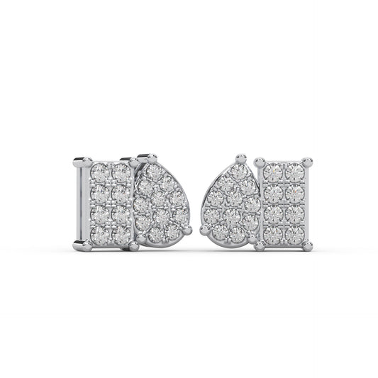 0.24 Cttw Natural Diamond Pear and Emerald Shape Stud Earrings | 925 Sterling Silver