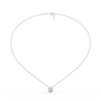 0.20 Cttw Natural Diamond Queen Star Heart Pendant Necklace in 925 Sterling Silver
